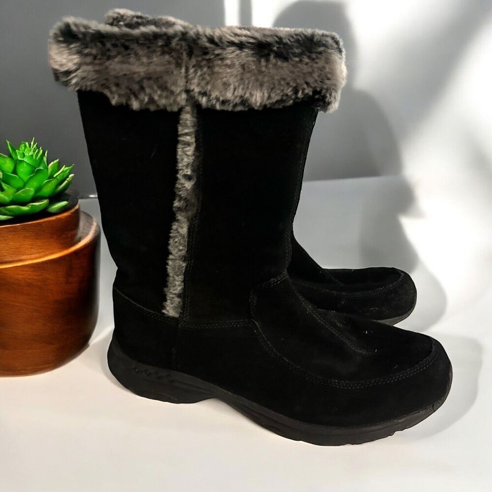 Easy Spirit Black and Gray Heeled Boots